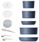 Caannasweis Detachable Nonstick Cookware Set - Stackable Induction Pots and Pans With Removable Handles, Dishwasher Safe - For RV Camping, Oven and Stovetop Use, 5 Pieces (Blue)