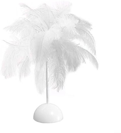 CNANRNANC LED Feder Tischlampe, Feder-Tischlampe mit LED-Licht, Tischleuchte Nachttischlampe Weihnachtsbeleuchtung für Weihnachten Neujahr Hochzeit Schlafzimmer Fotografie Requisiten(white)