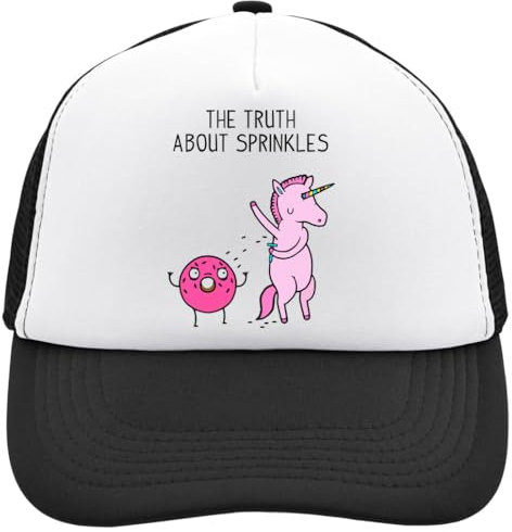 Functon+ The Truth About Sprinkles On Donuts Trucker Cap Mesh Back Adjustable Snapback Hat Casu White, Schwarz , Einheitsgröße