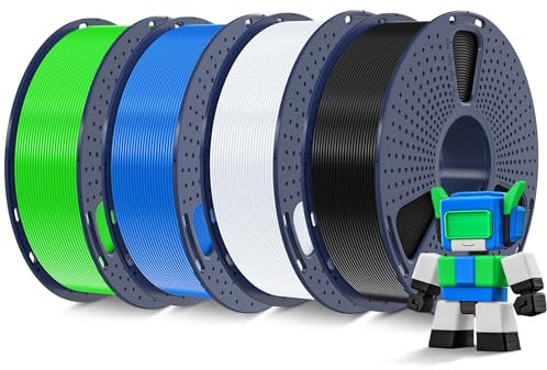 SUNLU 4KG Hohe Geschwindigkeit PLA Filament 1.75mm, 3D Drucker PLA Filament mit Hoher Fließfähigkeit, Entwickelt für Schnelles 3D Drucken, Rapid HS-PLA 4-Pack, Schwarz+weiß+blau+grün