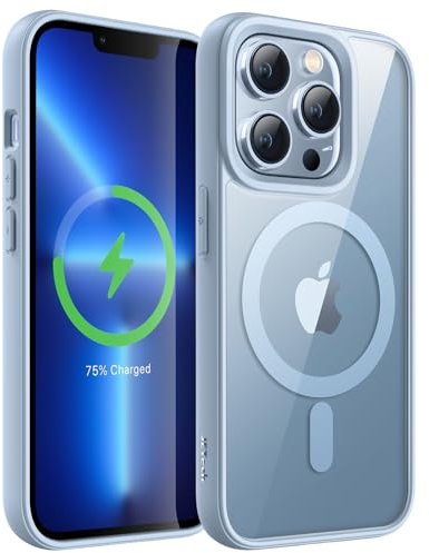 JETech Magnetic Case for iPhone 13 Pro Max 6.7-Inch Compatible with MagSafe, Shockproof Phone Bumper Cover, Solid Color Matte TPU Frame, Anti-Scratch Clear Back (Sierra Blue)