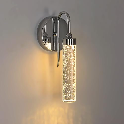 Comely Wandleuchte Innen Modern, 3000K Warmweiß LED Wandlampe Innen 6W, Elegante Flurlampe Wand Belechtung für Schlafzimmer Wohnzimmer Korridor Treppen, Silber
