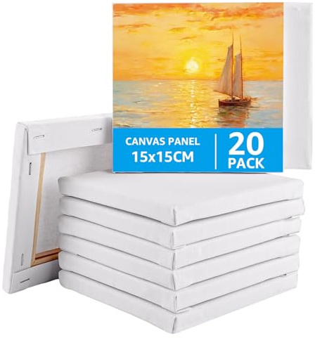 LOPYXBR 20 Stück Leinwand zum Bemalen, Kleine Leinwand 15x15cm, Mini Leinwände zum Bemalen, Keilrahmen Leinwands für Öl-, Acryl, Temperafarben, Gouache Malerei
