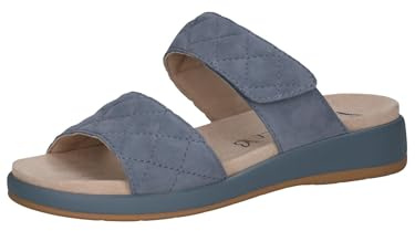 CAPRICE Damen Pantoletten aus Leder mit Klettverschluss, Blau (Lt.Blue Suede), 41 EU
