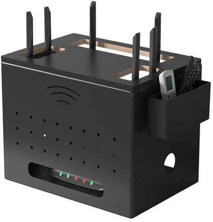 Catekro WiFi Cabinet to Hide Router and Modem, Router Cover Decorative Box, Organized Power Strip Cable Management Hider Rack (Black)