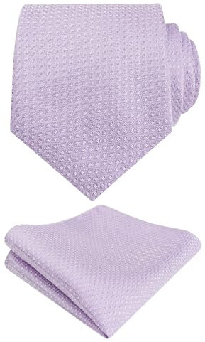 Alizeal Juego de corbata y pañuelo clásico con estampado de lunares para hombre para negocios, corbata formal con bolsillo cuadrado, 140-lila