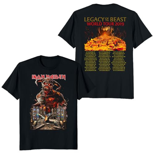 Iron Maiden Legacy of The Beast World Tour 2019 Beast in Ruins Black Tee, Black, Medium