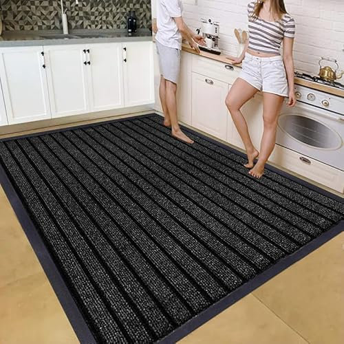 Cozy Haven Rubber Rug – Outdoor & Indoor Heavy Duty Washable Non-Slip Rug for Kitchen Garden, Inside & Outside Floor Mats, Waterproof and Dirt Trapper Entrance Rug (120x150 cm, Black)