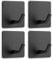 Mondoshop Self Adhesive Hooks for Hanging - Stainless Steel Stick on Hook Max 5kg, Adhesive Wall Hooks for Bathroom, Kitchen, Black, 4 Pack