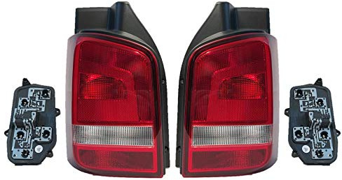 HZ-DESIGN 1 Satz Rückleuchten Heckleuchte Rücklicht Li + Re incl Lampenträger kompatibel mit T5 Multivan rot