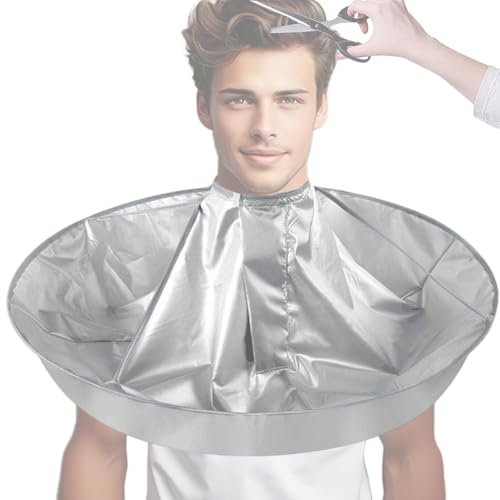 Uonguon Mantella da taglio per capelli, mantella a ombrello rivestita in argento, mantella da a prova di olio, grembiule da parrucchiere per uso domestico e salone, mantella protettiva da
