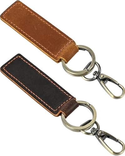 TPZORJX 2Pcs Schlüsselanhänger Leder Schlüsselanhänger Auto Personalisiert Universal Schlüsselanhänger Metall Schlüsselanhänger Portable Schlüsselanhänger für Männer Frauen Personalisiert Geschenk