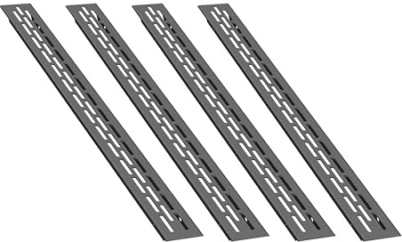 sossai® Aluminium Lüftungsgitter - Alucratis Slim (4 Stück) | Rechteckig - Maße: 37,5 x 2,4 cm | Farbe: Schwarz | pulverbeschichtet