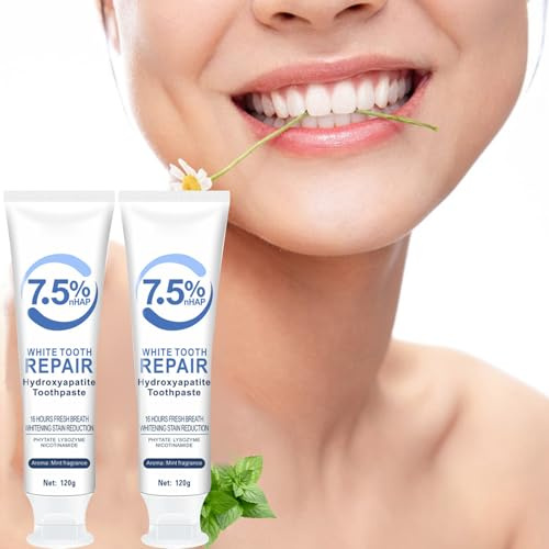 2 Stück Hydroxylapatit Zahnpasta, Hydroxyapatite Toothpaste, Zahnpasta Hydroxylapatit,Verbessert gelbe Zähne und Erfrischt den Atem,Bietet Erweiterten Zahnschmelzschutz