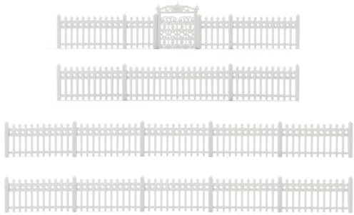 1 Stück Spur N 1:160 Modell Zaun Kunststoffzaun Bausatz Landschaftsbau Dekoration (weiß mit Tür)