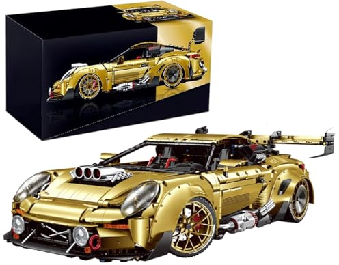 MOCSETS Technik Auto für Porschor GT3 RS, Modellauto-Bausatz im Maßstab 1:8, Klemmbausteine Auto Modellbausatz aus 3824+ Teile (Mit Originalkarton)