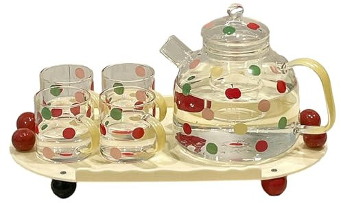 Tetera de cristal resistente al calor para el hogar, recepción, tetera simple - lunares B