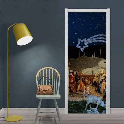 Adesivi Per Porte 3D Natale Poster Autoadesivi Carta Da Parati Murales Arte Foto 95 X 215 Cm Decorazione Porta Smontabile In Pvc Per Soggiorno Camera Da Letto Bagno Cucina Ufficio-95978005353546