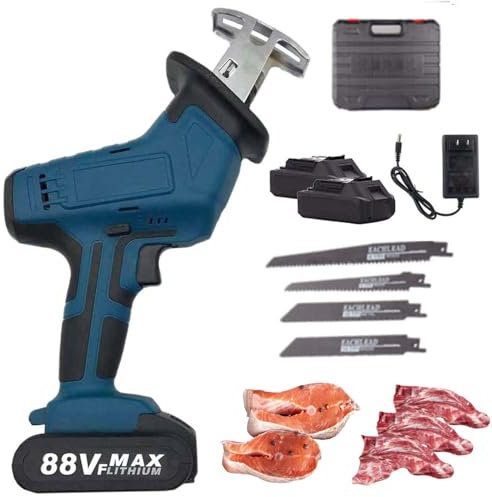 DHsdlpLU Knochensäge Akku, 21 V Akku-Säbelsäge, Elektrische Säbelsäge Mit Variabler Geschwindigkeit Von 0–3000 U/Min, 4 Klingen, Zum Schneiden Von Holz Und Metall,B