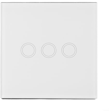 FACULX 3 Gang Touch Light Switch, Glass Panel Wall Switch With LED Indicator For LED Lamp Incandescent Bulb, Single Live Wire Control No Neutral Wire Required(white)