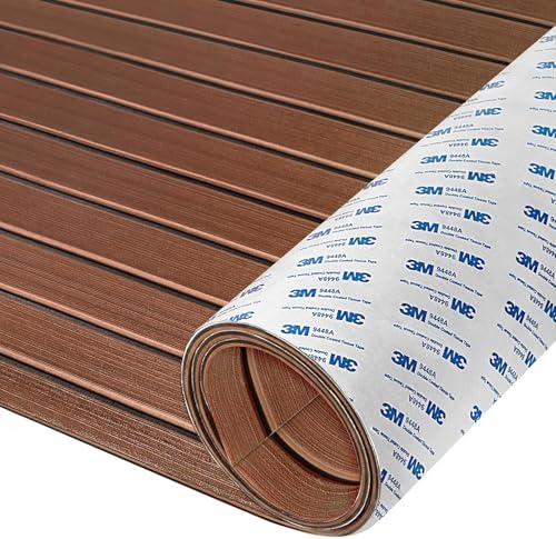 HXBYX EVA Foam Boat Flooring with Self-Adhesive Backing DIY Boats Decking Marine Sheet Faux Teak Material, Non-Slip Cooler Pads for Kayak Yacht SwimPool RV 95x44/31/16/6.7/2.4, 47.5x16