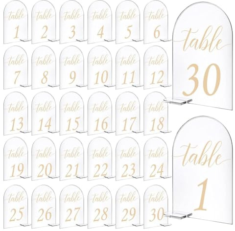 Paaruter DIY Wedding Table Signs Wedding Table Number 1-30,4 X 6 Inches for Wedding Banquets, Parties, Restaurants, DIY Wedding Table Signs