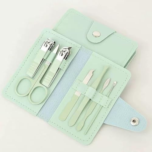 Maniküre Set 7in1,Nagelset,trend,Pflege,clean girl Nagelschere,Nagelknipser,Nagelhautzubehör in praktischem Etui,perfekt zum Reisen,mint grün,für Damen und Herren