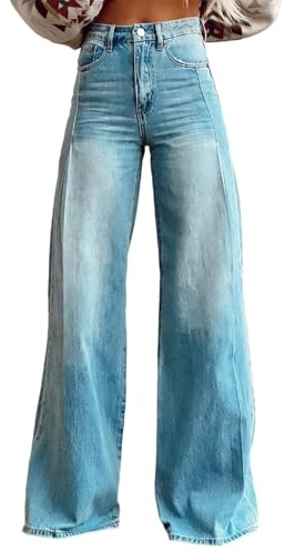 Jeans Bootcut Damen Schlaghose 70er Jahre Retro Hippie Weite Baggy Jeanshose High Waist Low Cordhose Stretch Denim Pants Oversize Streetwear Freizeit Schlagjeans Lang Freizeithose Flair Jeans