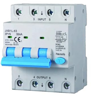 gloca Interruttore Magnetotermico Differenziale 3P+N 30mA 380V-6KA Classe A (40 Ampere)