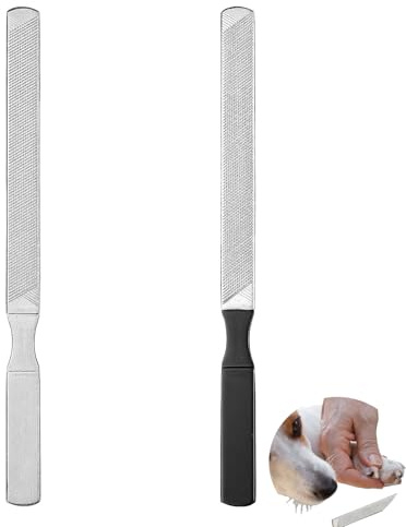 2 Pcs Dog Nail File, Toe Nail File, Professional 4 Sides Nail File, Stainless Steel Nail Fail, for Dogs, Cats, Rabbits and Other Pets
