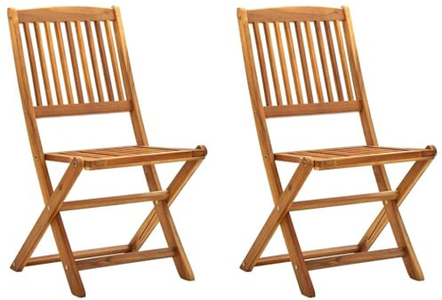 Mokuyary Klappbarer Outdoor-Stuhl, 2 Stück, massives Akazienholz, für den Außenbereich, Garten, Terrasse, Esszimmerstuhl