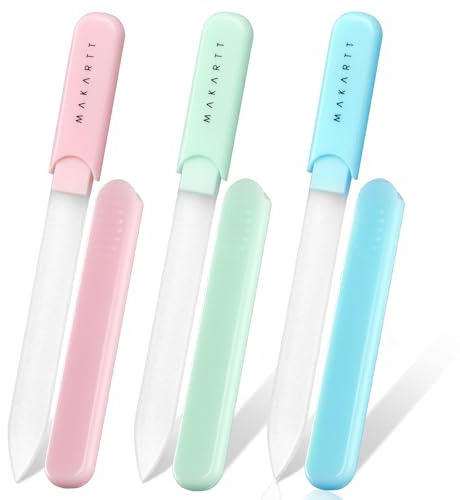 Makartt Glass Nail Files Set Double-Sided Buffer 3 Pcs with Case | Excellent Polishing & Smoothing Effect, Reusable & Portable, Ideal for Home, Travel & Gift, Great for Beginners