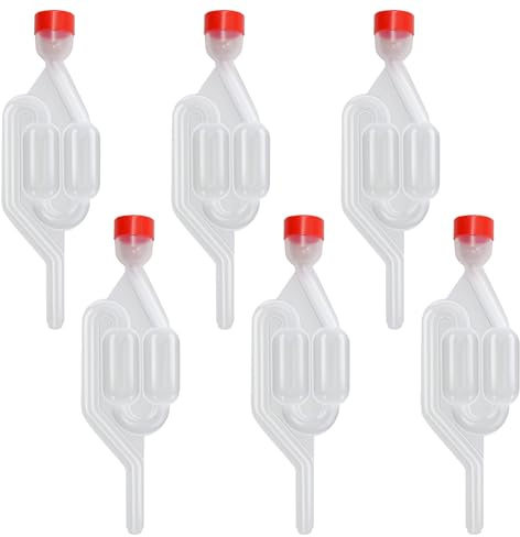 BEELUKY 6 Stück Gärröhrchen Set Gärspund Gärröhrchen,Gärrohr Gäraufsatz, für Bier,Transparent für Reine Saftgärung Weinballon Wein Bierbrauen