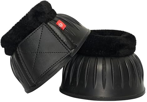 Imperial Riding Hufglocken IRH Bells aus Naturkautschuk, stoßdämpfend und scheuerfrei, mit weichem Rand, sicherem Klettverschluss, robuste Pferde-Hufglocken für Training, Koppel, Schwarz, XL
