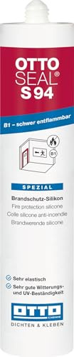 20x OTTO-SEAL S 94 Grau 310 ml Brandschutz Silikon B1 für Fugen, Verglasungen, Metall, Glas, Beton, Innen & Außen, neutralvernetzend, MEKO-frei, UV- und witterungsbeständig, Profi Dichtstoff