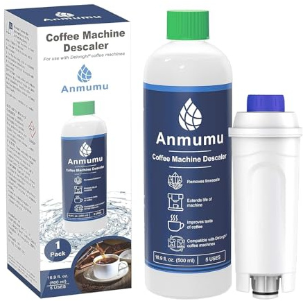 Descaling* Solution Kit for DeLonghi* Coffee Machines,Includes 1 Bottle 500ML of Descaler Solution & 1 Delonghi* Filter,Concentrated Formula for Limescale