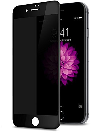 TECHO Privacy Displayschutzfolie für iPhone 8 Plus 7 Plus, Anti-Spy 9H gehärtetes Glas, Kante zu Kante, volle Abdeckung, Displayschutzfolie [Anti-Fingerprint] [volle Abdeckung] (Schwarz)