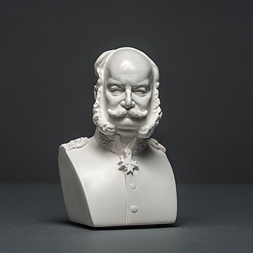 Kaiser Wilhelm I Skulptur aus hochwertigem Zellan, echte Handarbeit Made in Germany, Büste in weiß, 12cm