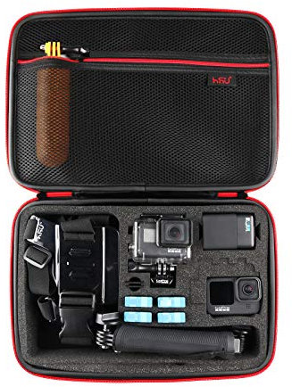 HSU Custodia per GoPro, interno in spugna compatibile con Hero 11/10/9/8/7/6/ 5/4/3+ e accessori (grande, modello A)