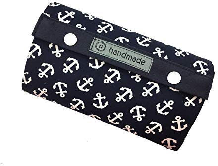 Stoffperle Geldbörse Anker maritim, Marine blau/weiß | Handmade Geldbeutel