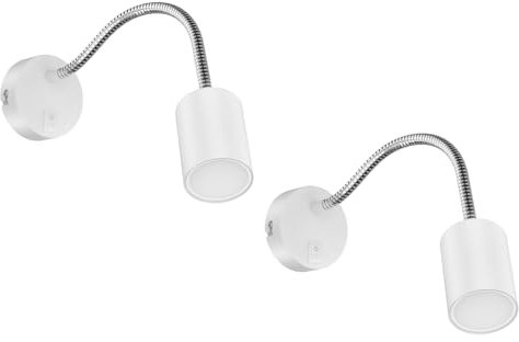 ledscom.de 2 Stück Leselampe WAIKA mit Schwanenhals und Schalter weiß matt + GU10 LED Lampe 3-Stufen Dimmen: je max. 609lm