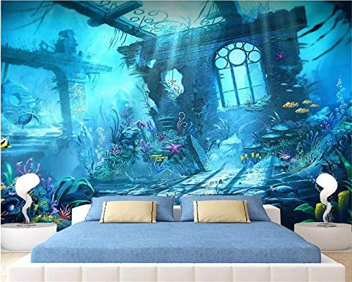 Benutzerdefinierte 3D-Tapete Kinderzimmer Wandverkleidung Tapete Unterwasserwelt Unterwasser Burg 3D Kind Fototapete