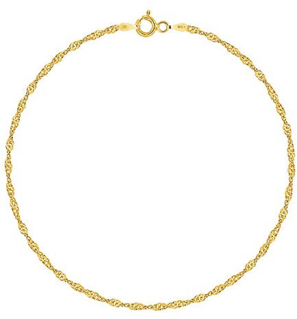PLANETYS - Chaîne de Cheville Argent 925/1000 Plaqué Or Jaune 18 Carats Maille Singapour Largeur: 2 mm