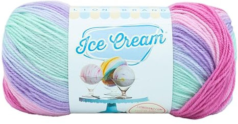 Lion Brand Yarn Ice Cream, DK Weight Acrylic Blend Yarn for Knitting, Crochet, and Crafts, Ube, 1 Pack