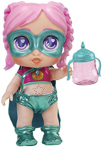SUPER CUTE LITTLE BABIES 85392 Muñeca Superheroína con biberón mágico, Gabi