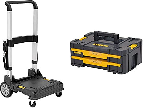 DeWalt DWST1-71196 T-STAK Trolley & DWST1-70706 T-Stak IV Tool Storage Box with 2-Shallow Drawers