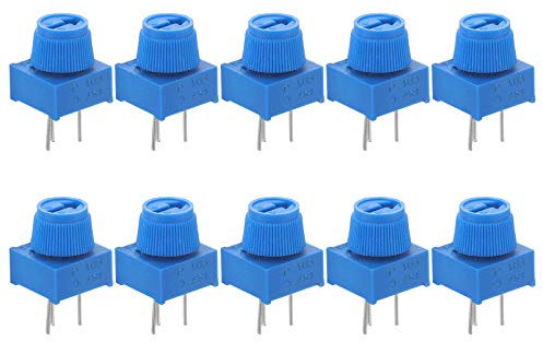 ULTECHNOVO 10 Stück Trimmer Potentiometer Sortiment Kit 10K Ohm Steckbrett Trimm Potentiometer Variabler Widerstand Kit mit Knopf (Blau)