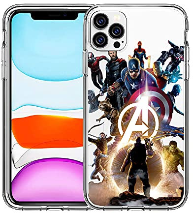 Schutzhülle für iPhone 13 Pro Max, transparent, seidig, weiche Oberfläche, griffig, cooles Superhelden-Muster für Herren/Frauen/Mädchen/Jungen (Avengers-2)
