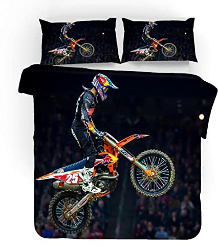 xczxc Bettwäsche Bettbezug Set Moto-Cross 135 x 200 cm Kinder Erwachsene Microfaser Bettbezug Set, Weich bequem von Modern Dekorative Bettwäsche