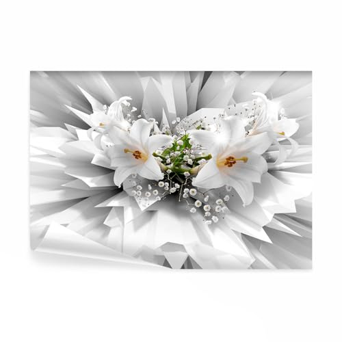 decomonkey Fototapete 3d Effekt Blumen Lilien, 450x315 cm, XL, Abstrakt | Tapete, Wandbild, Bild, Fototapeten, Tapeten, Wandtapete, Modern